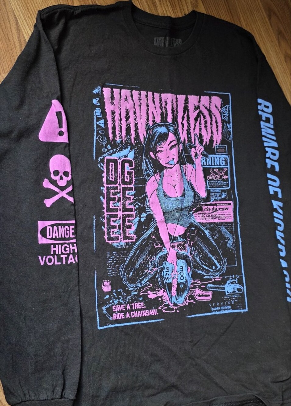 Hauntless Graphic T-Shirt M -Black Beware of the Kickback DEE GEE Skateboarding